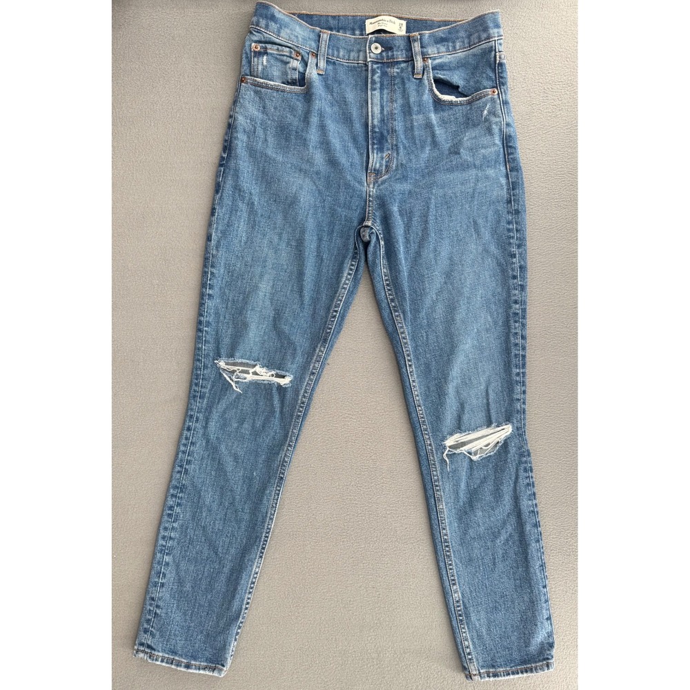 Abercrombie & Fitch Skinny High Rise Jeans Womens 28/6 Blue Good Distressed
